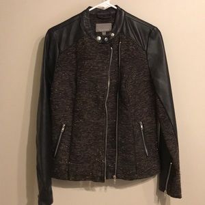 Tinley Road faux leather and tweed moto jacket